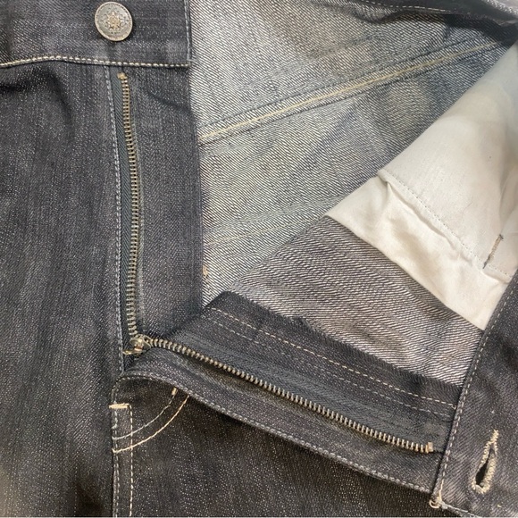 Y2K‎ Baggy JNCO Style Graphic Denim Shorts Lightning Fleur-de-Lis Bling Detail - Picture 3 of 16